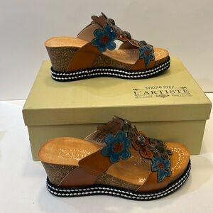 Spring Step L’Artiste Damour Camel floral sandal size 5.5-6 / 36